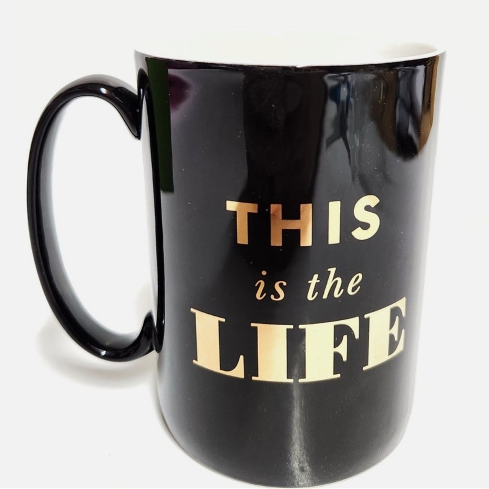 Kate Spade Black and Gold This is Life Mugs New but no original box included.
